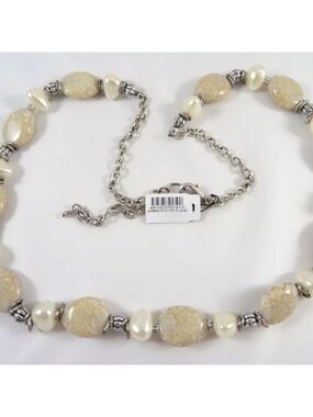Chico's Long Marlbled Bead Necklace NWT 32"